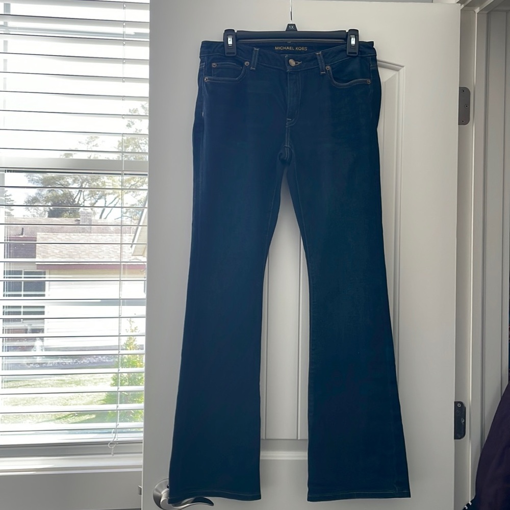 Michael Kors blue bootcut denim jeans with flare leg. Size 6S